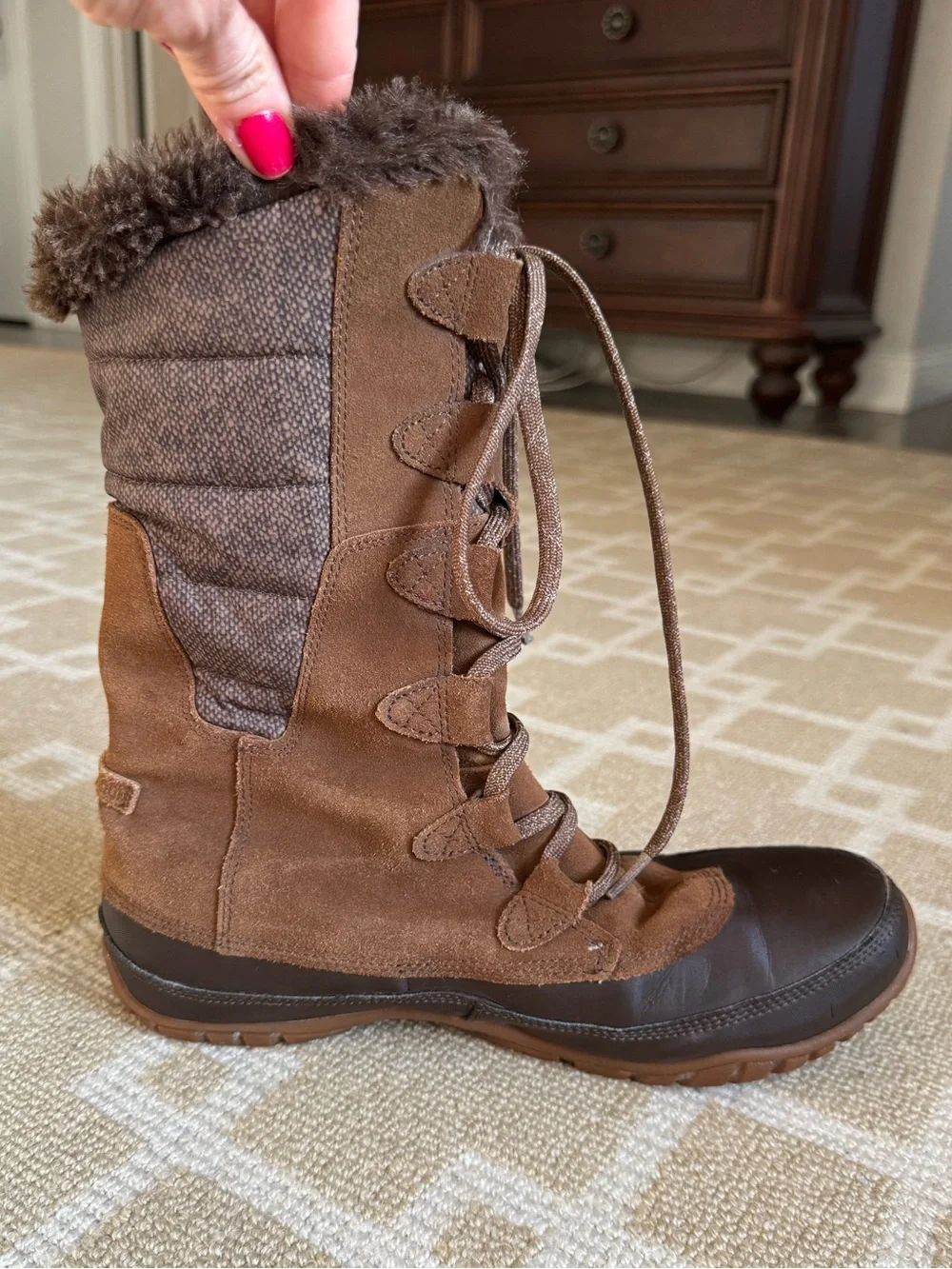 The North Face Nuptse Purna Waterproof Insulated Winter Boots Brown Size 9.5